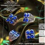 خاتم فضه اربع فصوص زيركون ازرق
